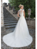 Sweetheart Neck Beaded Ivory Lace Tulle Wedding Dress With Detachable Jacket